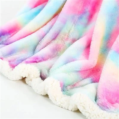 Regenbogen-Sherpa-Decke