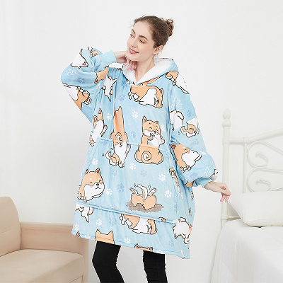 Doppelflanell Sherpa Hoodie Decke