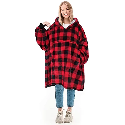 Plaid Hoodie Decke